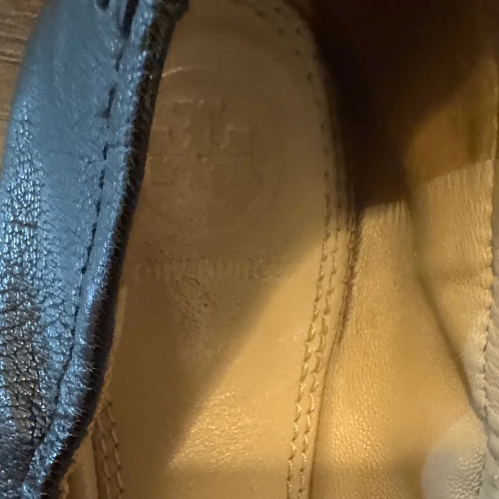 Tory Burch Black Flats with Gold Emblem